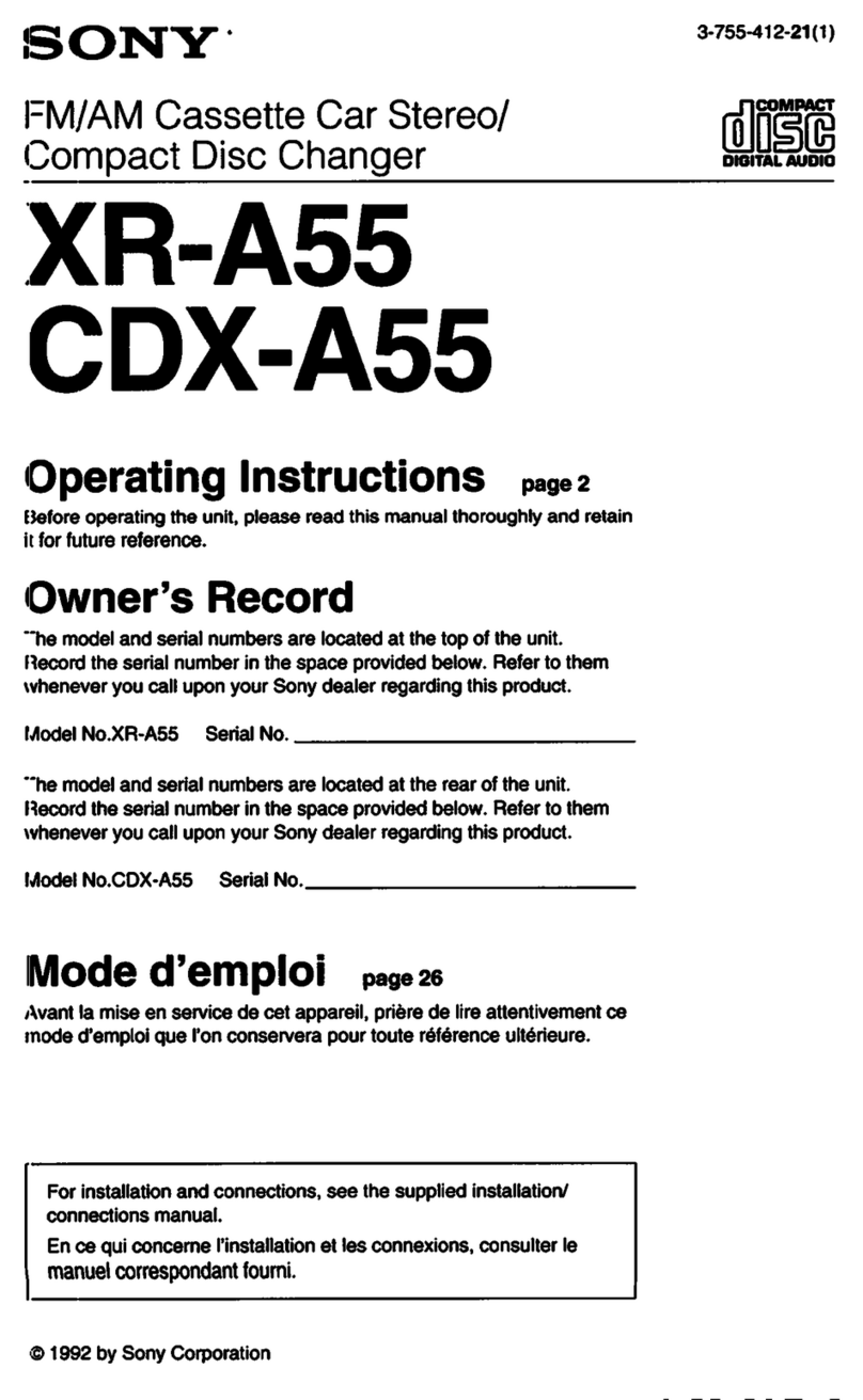 Sony CDX-A55 - Autosound Cd Changer operating instructions