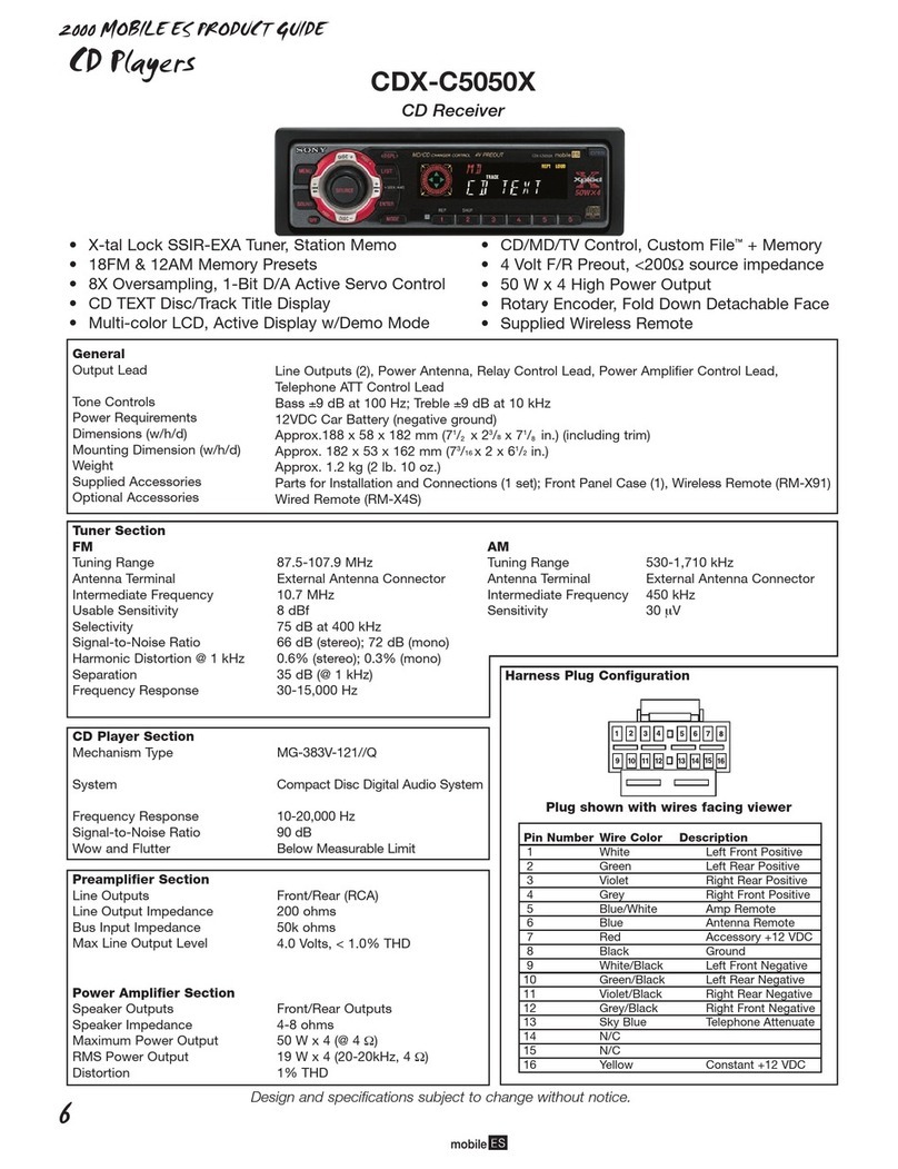 Sony CDX-C5050X - Fm/am Compact Disc Player User manual
