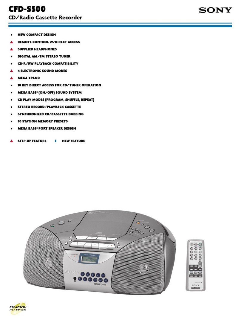 Sony CFD-S500 - Cd/radio Cassette Recorder Specifications