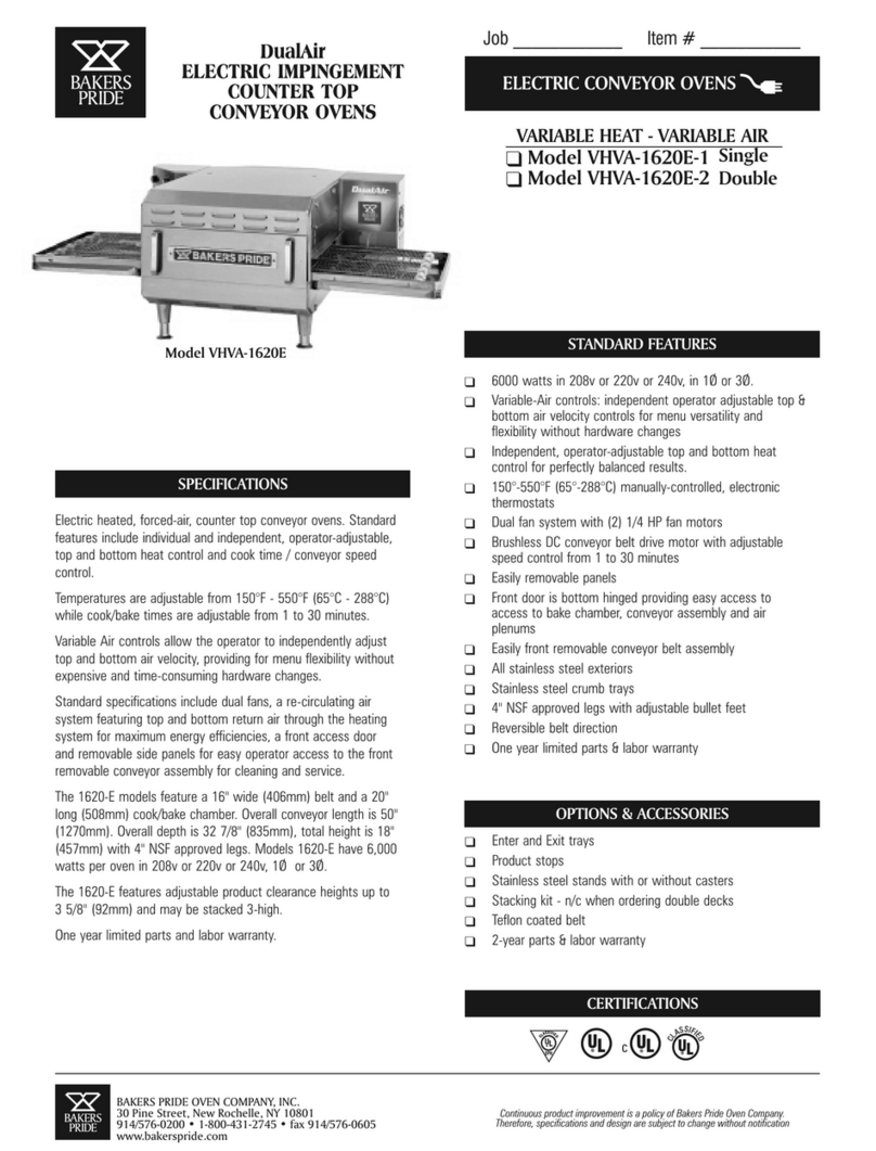 Bakers Pride VHVA-1620-E1 Specifications
