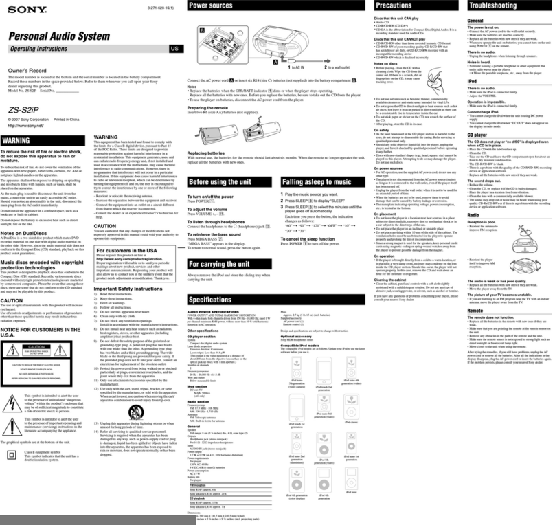 Sony ZS-S2iP operating instructions