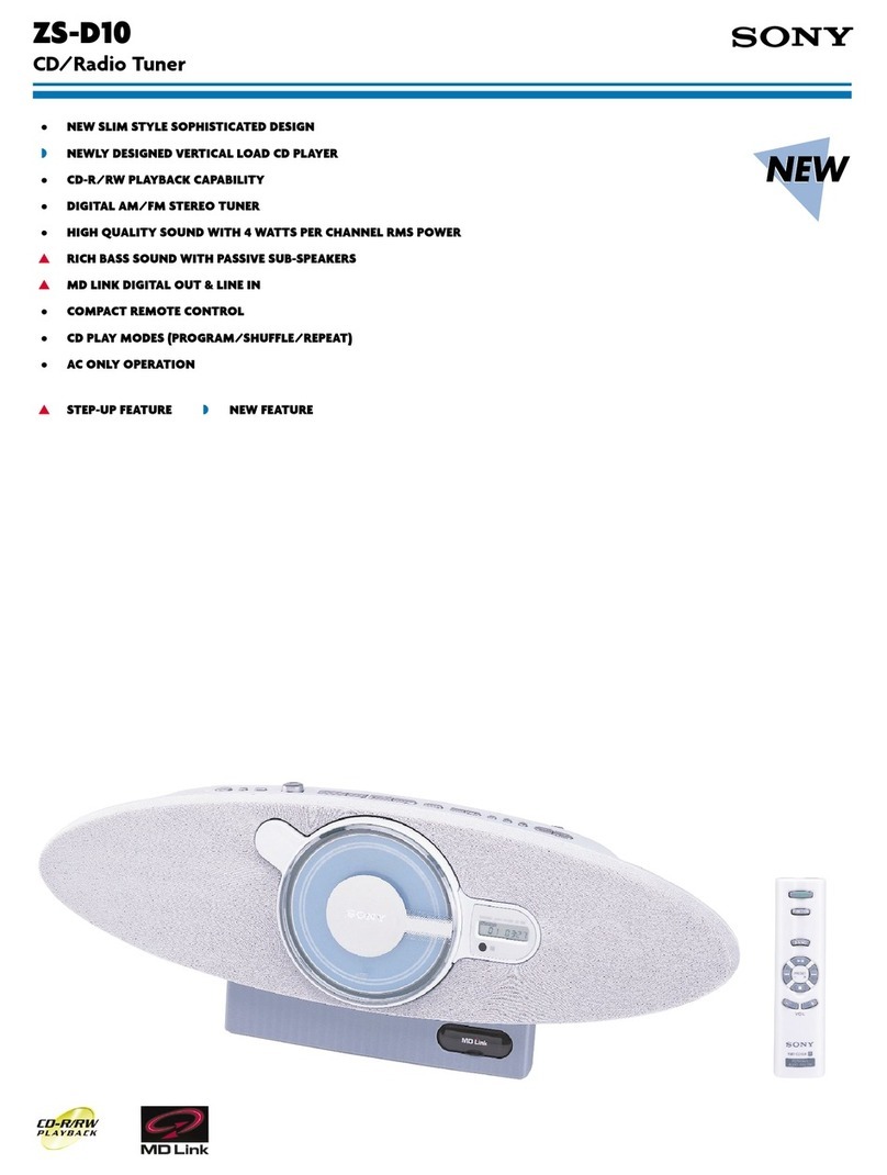 Sony ZS-D10 Marketing Specifications & Features User manual