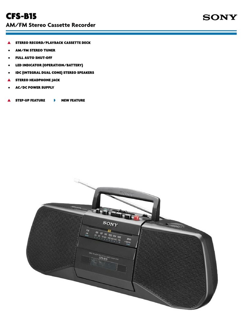 Sony CFS-B15 - Am/fm Stereo Cassette Recorder User manual