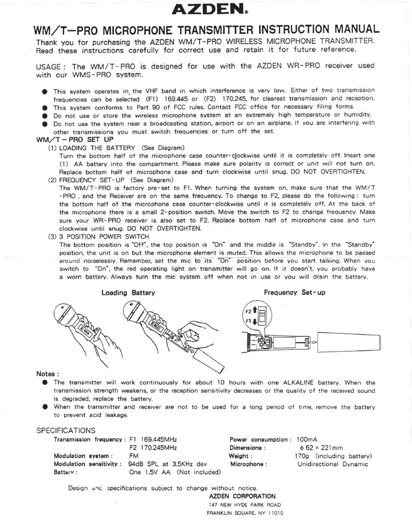 Azden WMT-PRO instruction manual