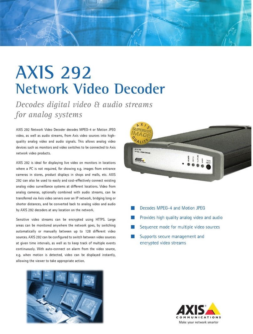 Axis 292 Specifications