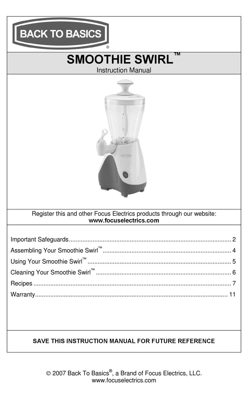 Back to Basics SMOOTHIE SWIRL SJR1Y User manual