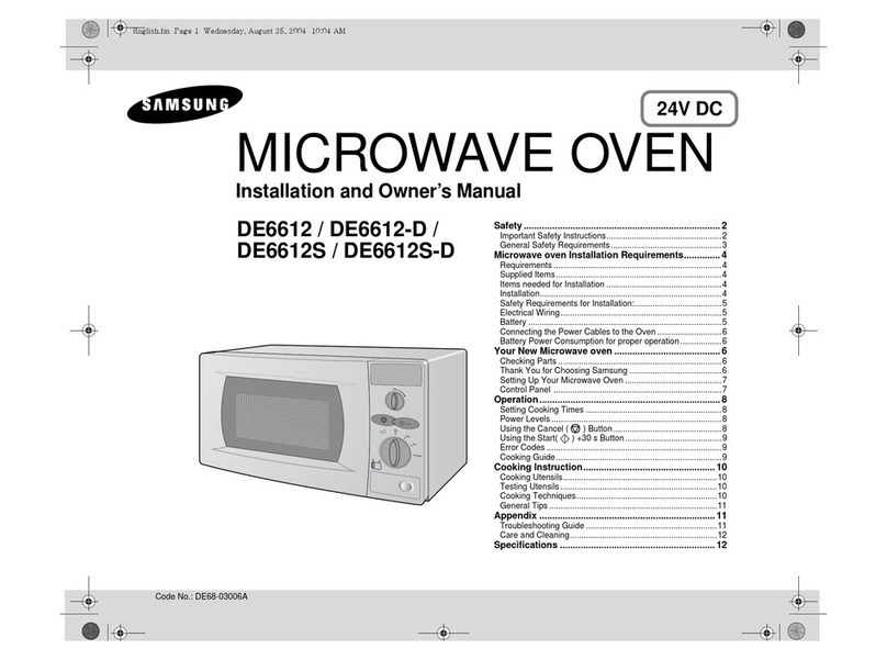 Samsung DE6612S-D/XEU Installation and owner's manual