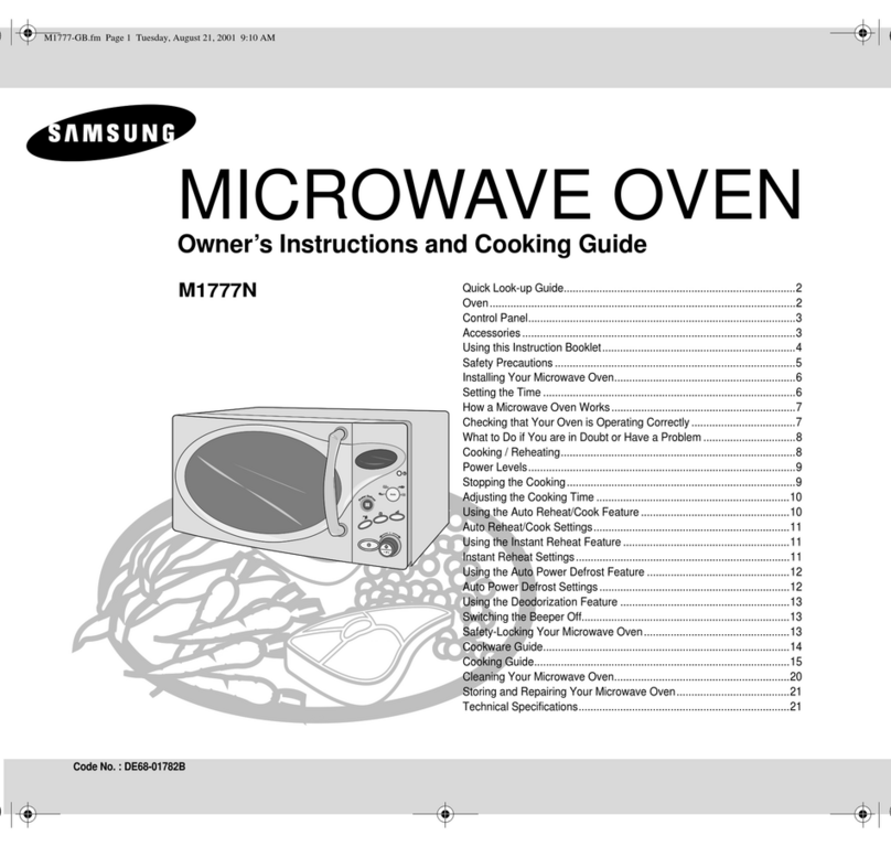 Samsung M1777N Owner's instructions and cooking guide