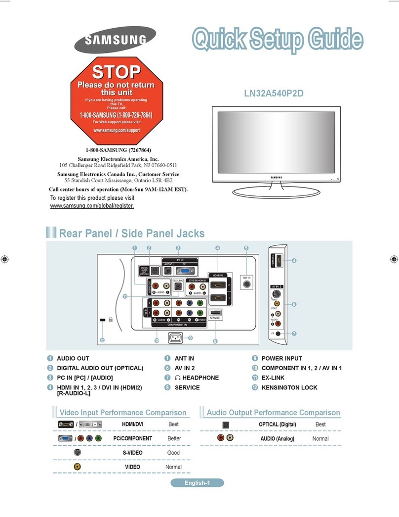 Samsung LN32A540P2D Quick setup guide