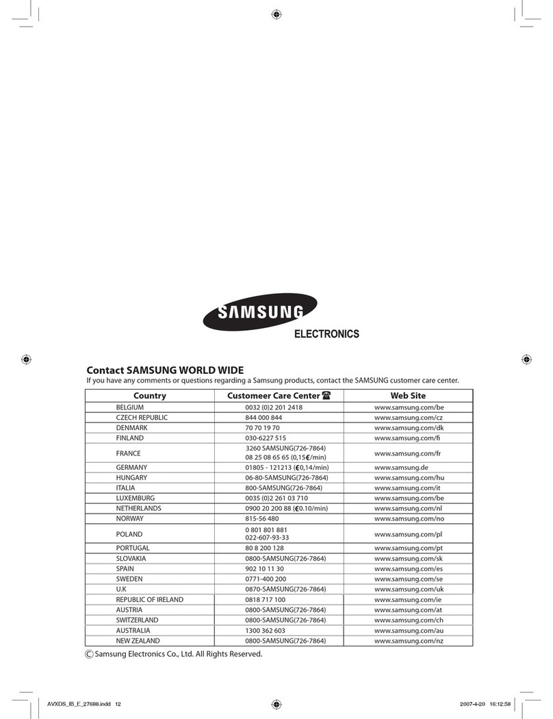 Samsung AVXDSH022EE User manual