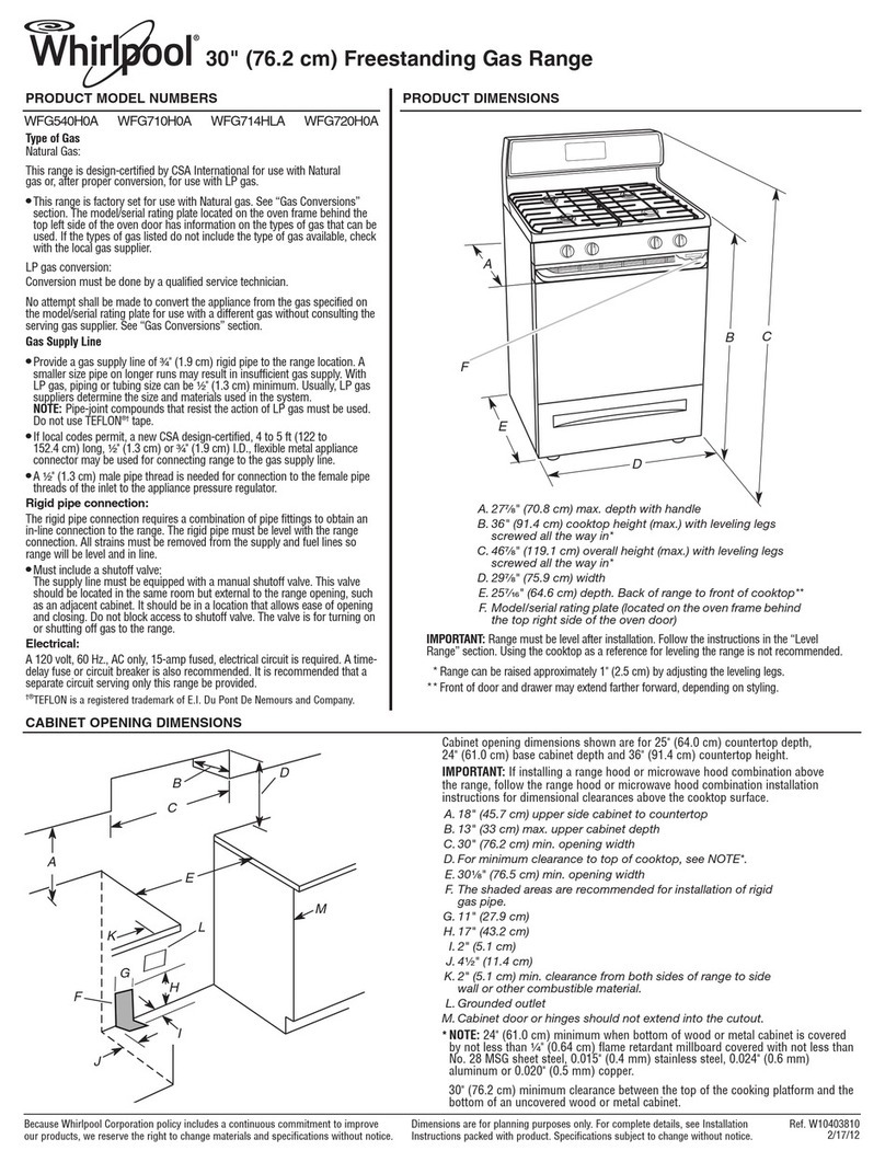 Whirlpool WFG540H0A Product dimensions