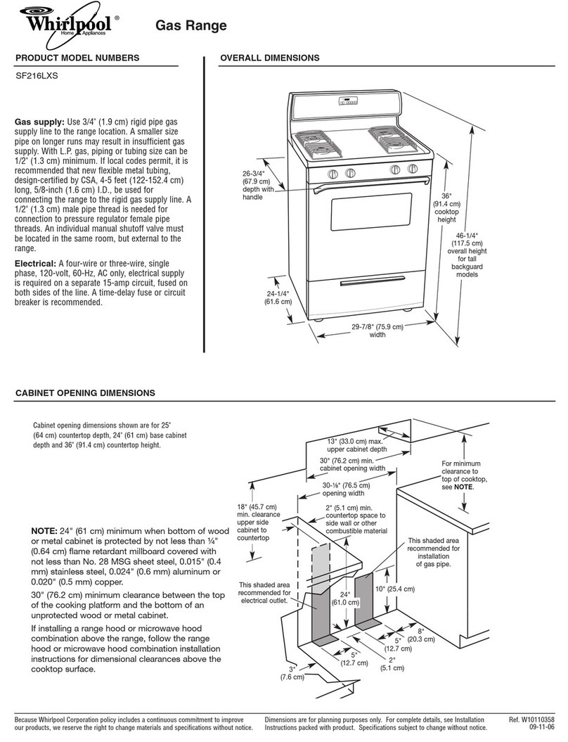 Whirlpool SF216LXSQ Product dimensions