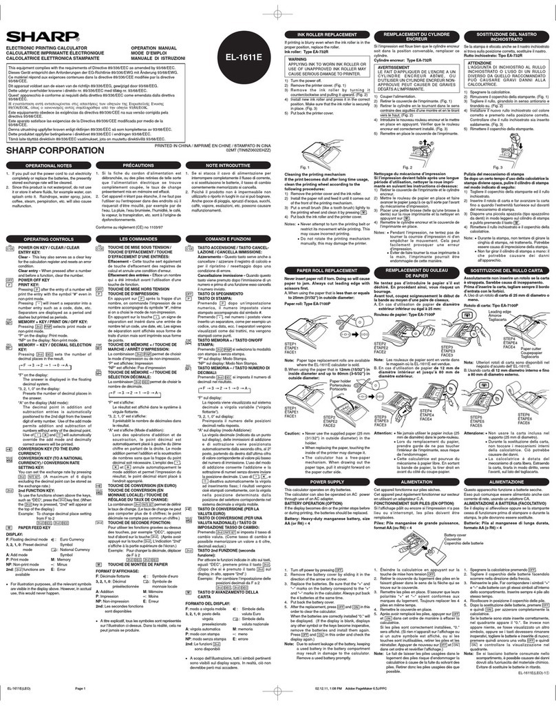 Sharp EL-1611E Operation manual