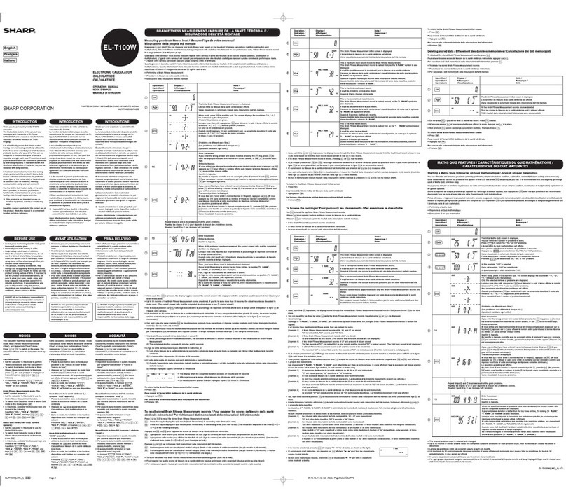 Sharp EL-T100WB User manual