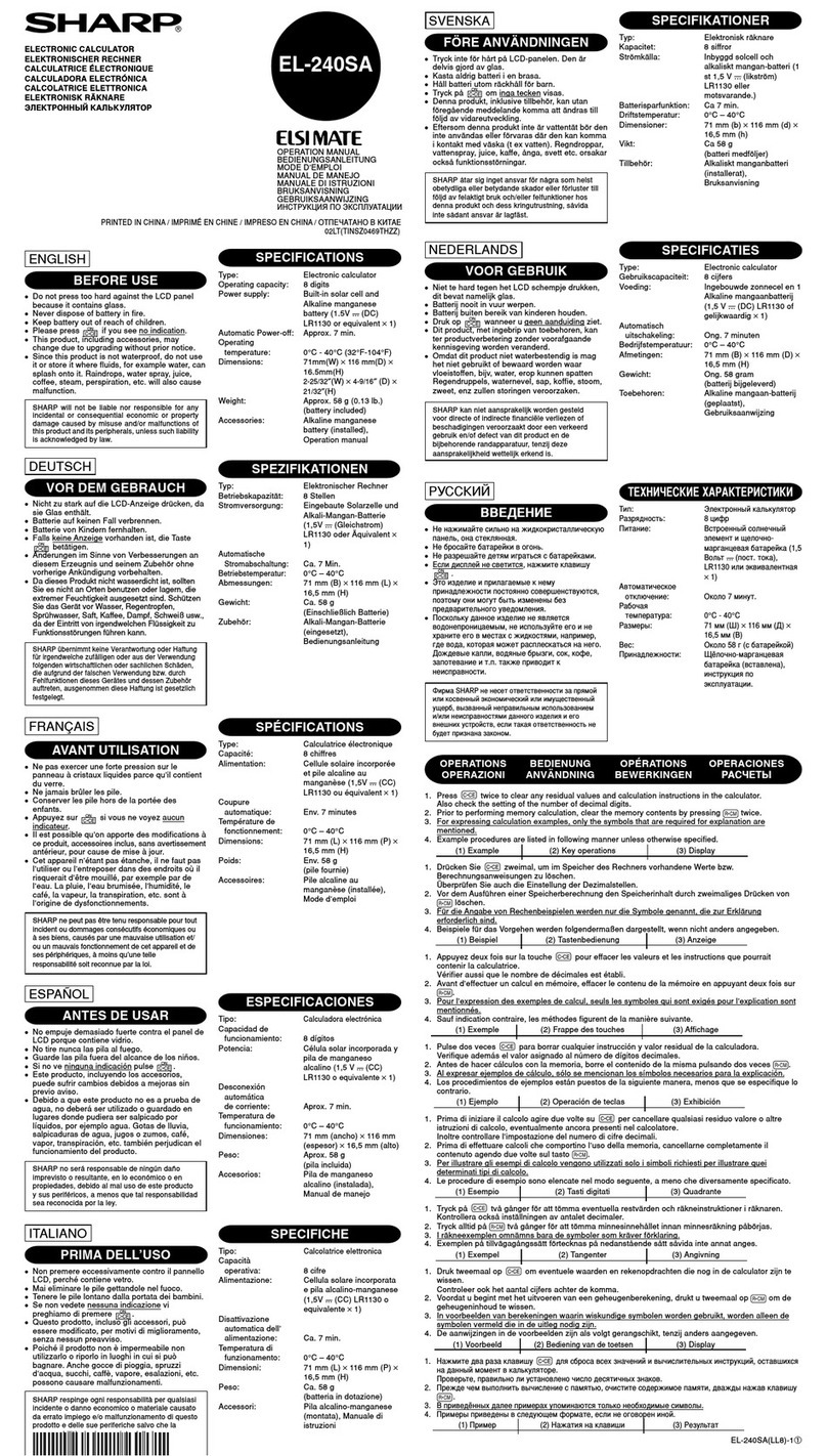 Sharp EL-240SAB User manual