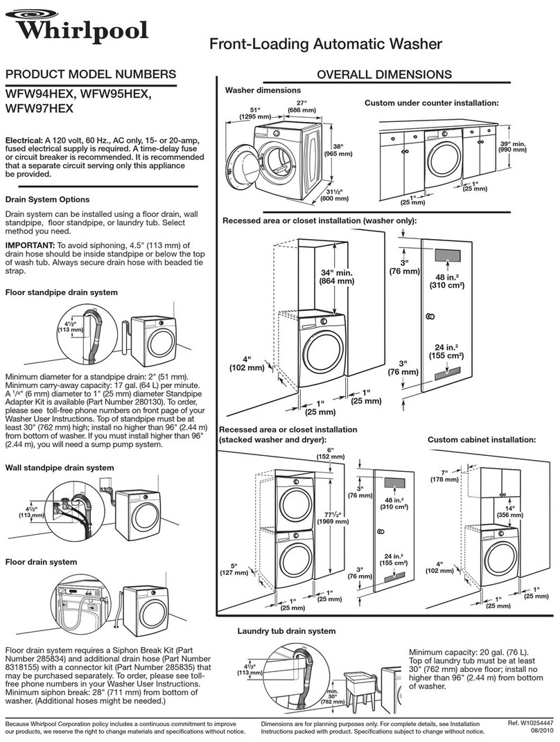 Whirlpool WFW94HEXW Product dimensions