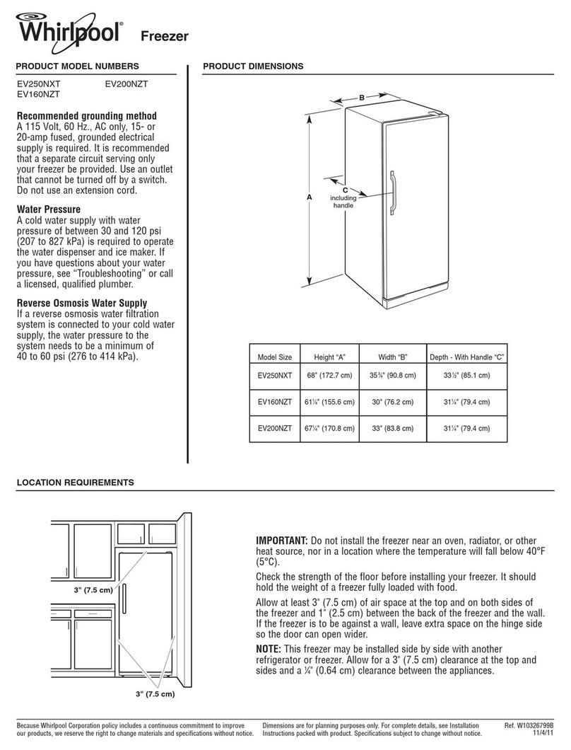 Whirlpool EV250NXT Product dimensions