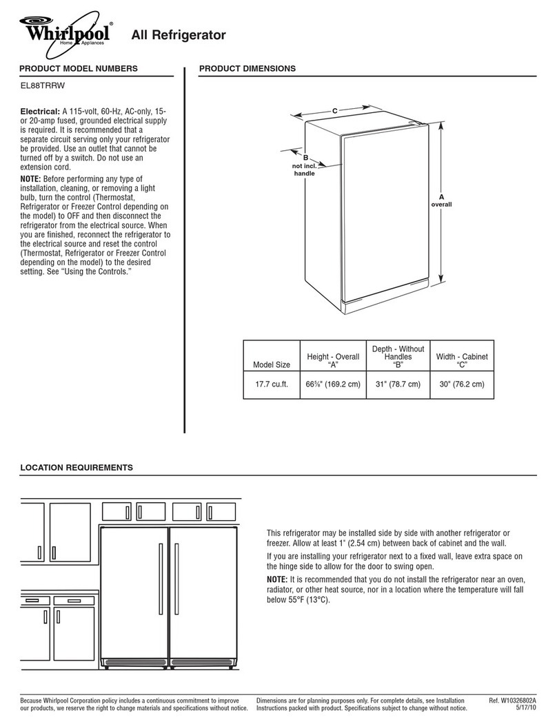 Whirlpool EL88TRRW - 4-2010 Product dimensions