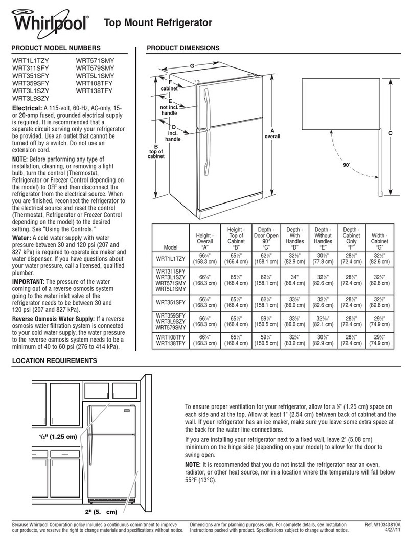 Whirlpool WRT1L1TZY Product dimensions Whirlpool WRT1L1TZY Product dimensions