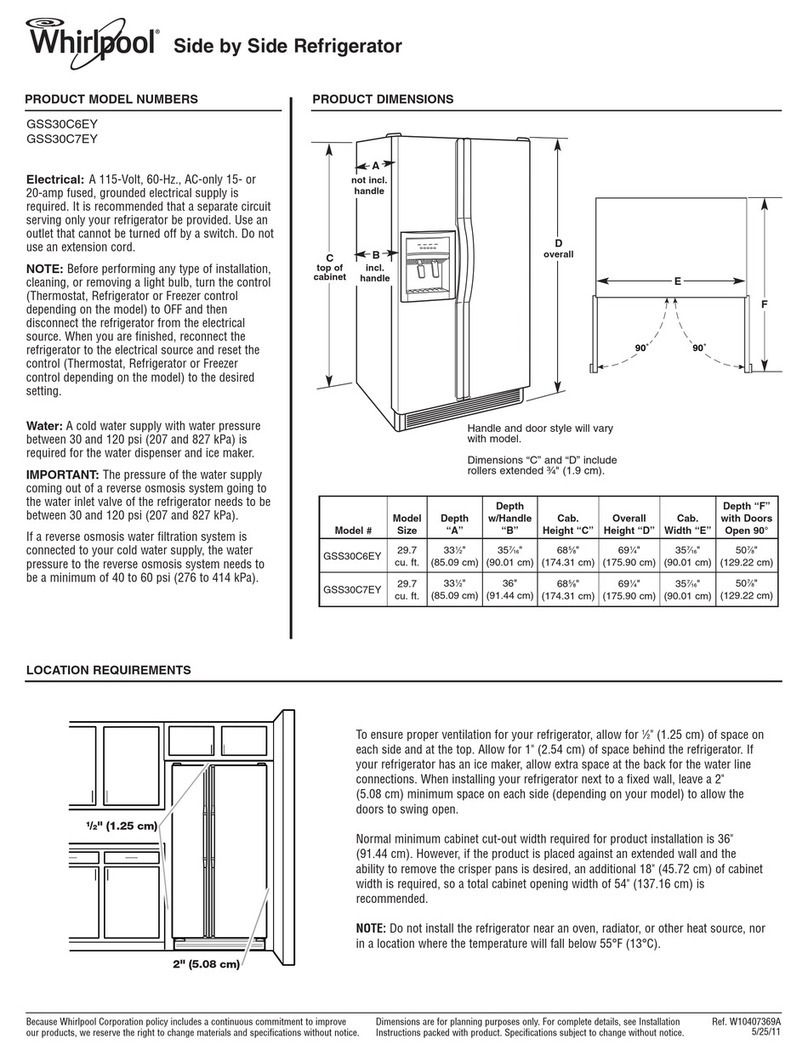 Whirlpool GSS30C6EYW Product dimensions