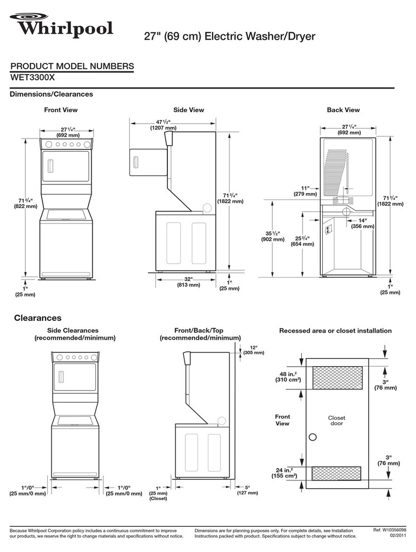Whirlpool WET3300X Series Parts list manual