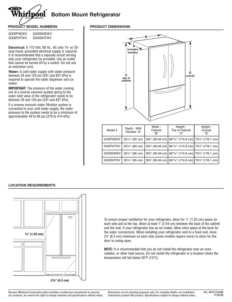 Whirlpool GX5FHDXV Product dimensions