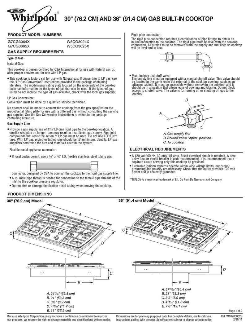 Whirlpool G7CG3064X - DIMENSIONS GUIDE Product dimensions