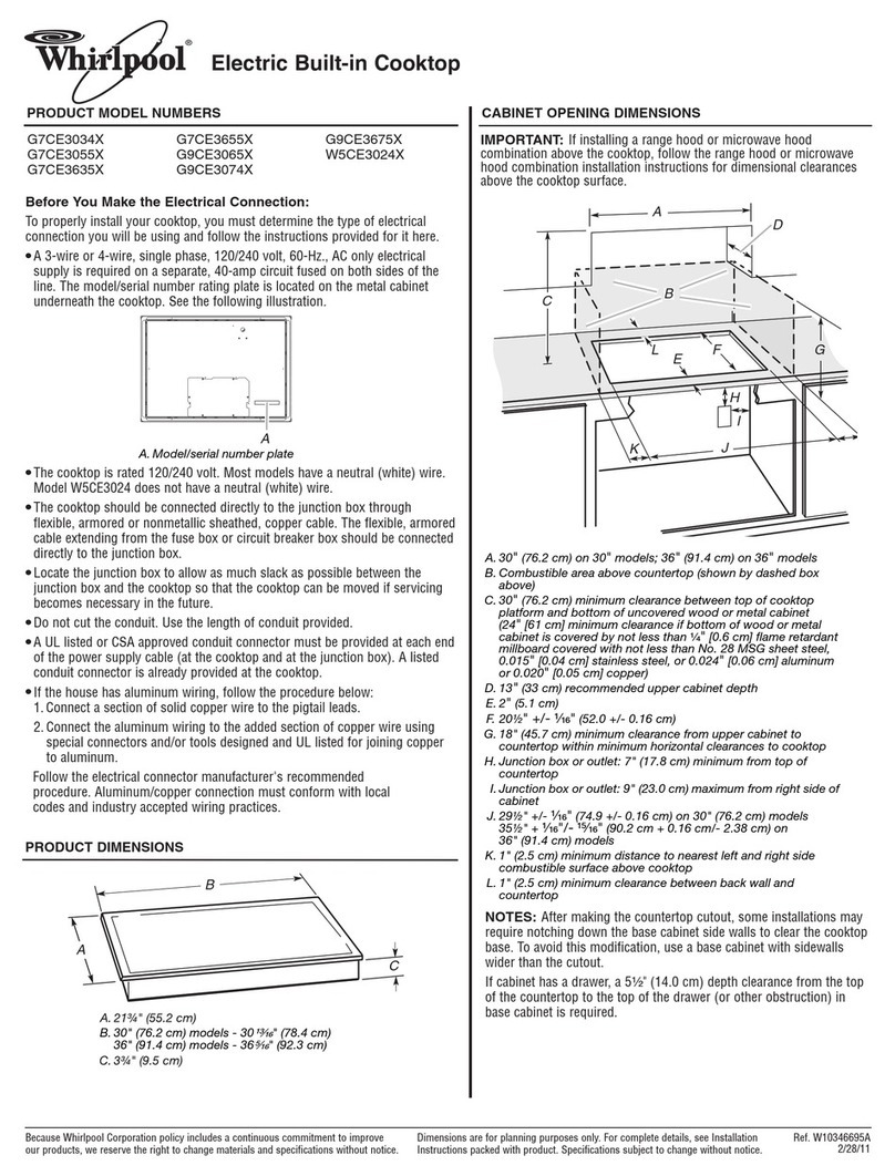 Whirlpool G7CE3034X - DIMENSIONS GUIDE Product dimensions