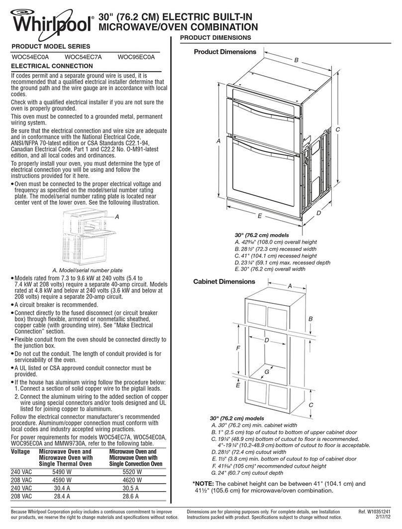 Whirlpool WOC54EC0A Product dimensions