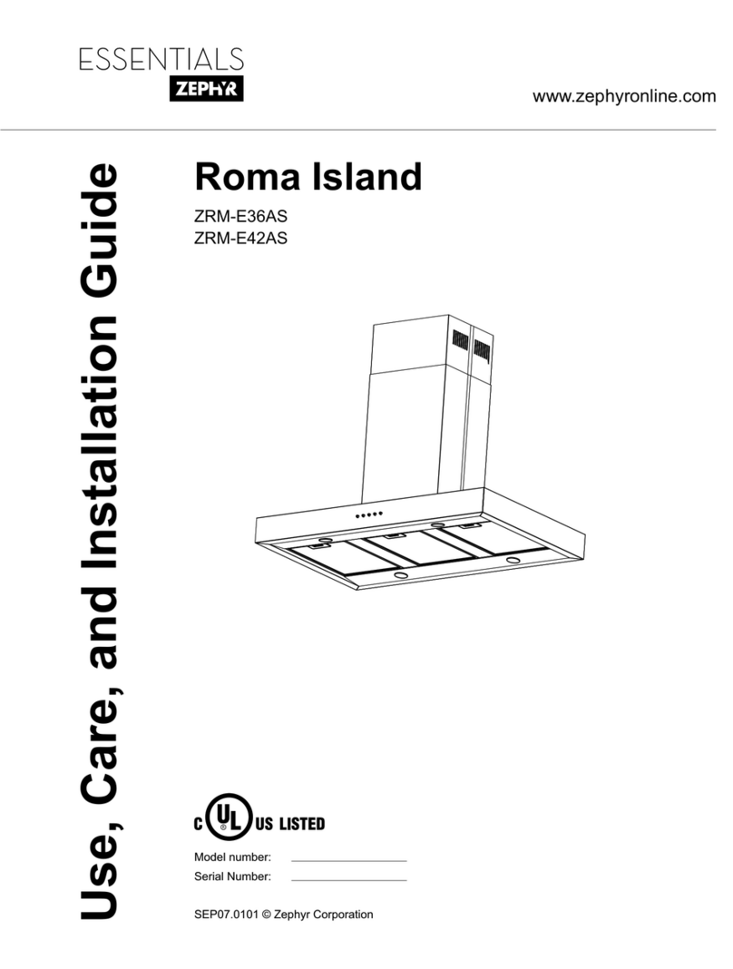 Zephyr Roma Island ZRM-E42AS Installation guide Zephyr Roma Island ZRM-E42AS Installation guide