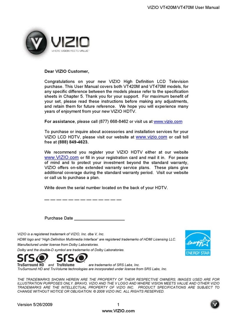 Vizio VT470M - 47" LCD TV User manual