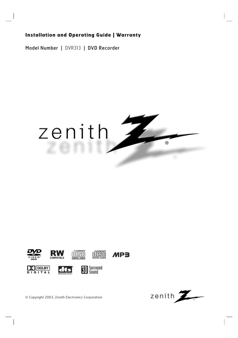 Zenith DVR313 Series Installation and operating guide