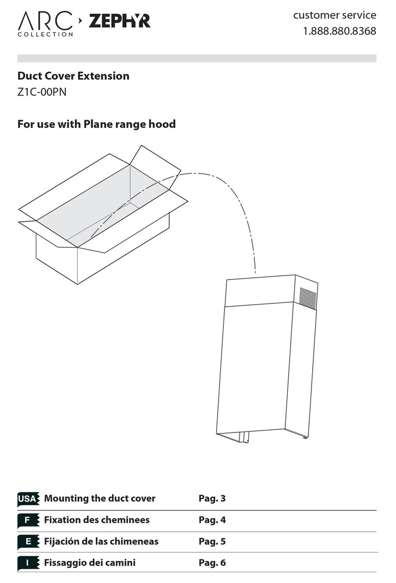 Zephyr Duct Cover Extension Z1C-00PN User manual