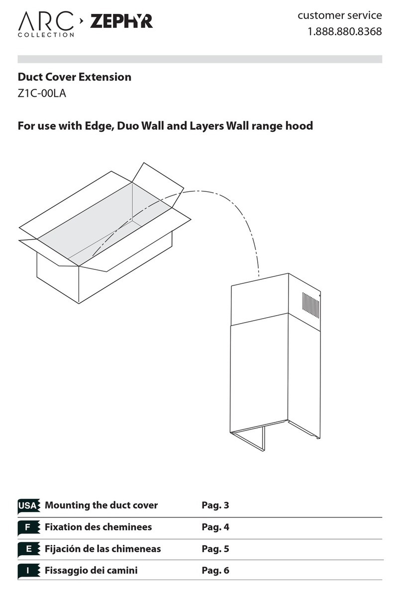 Zephyr Duct Cover Extension Z1C-00LA User manual