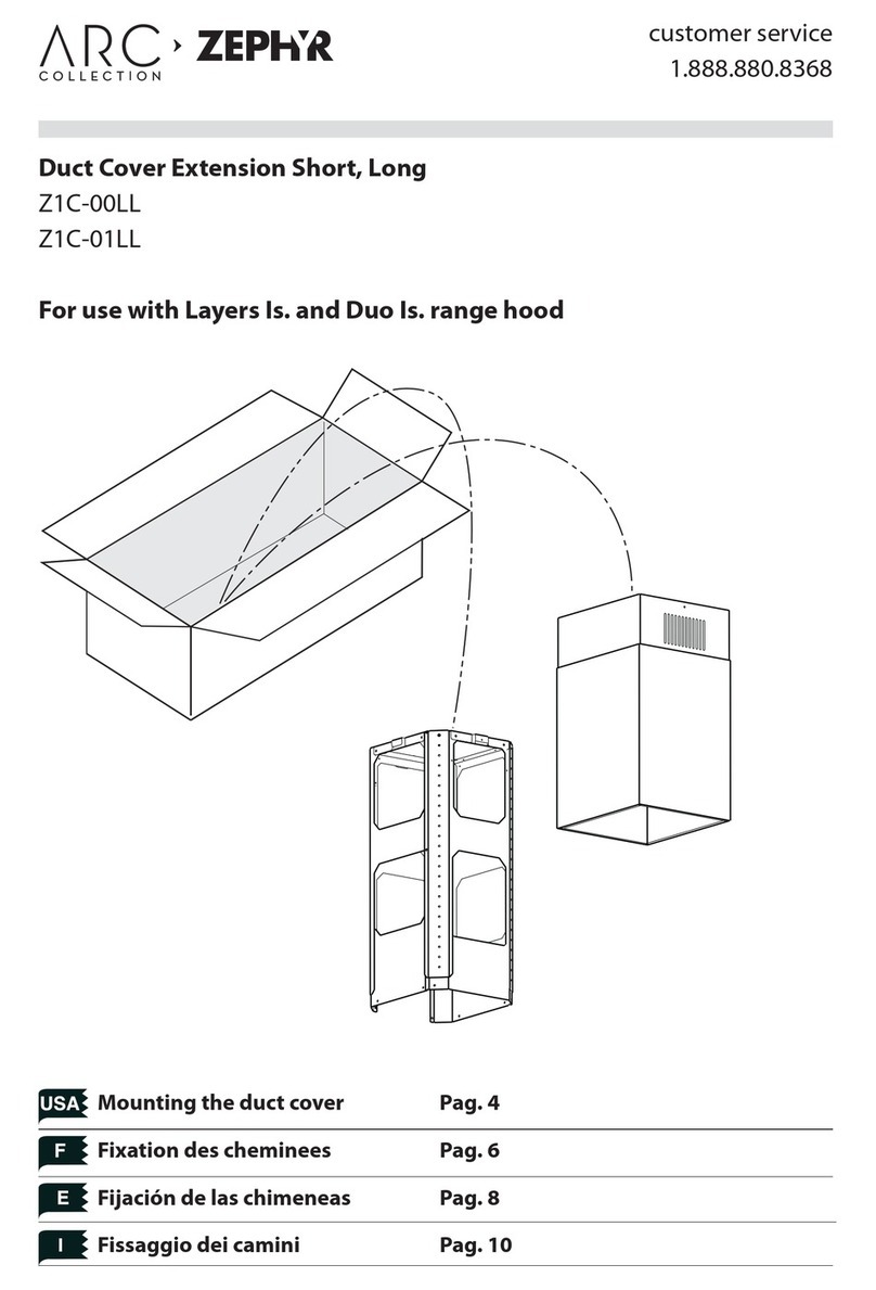 Zephyr Duct Cover Extension Z1C-00LL installation instructions