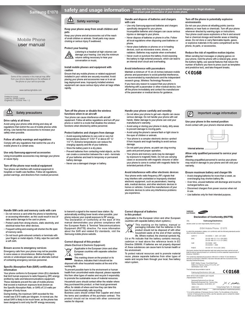 Samsung GT-E1070 User manual