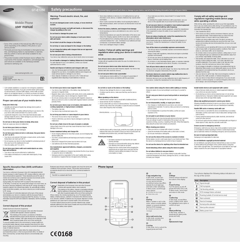 Samsung GT-E1050 User manual Samsung GT-E1050 User manual
