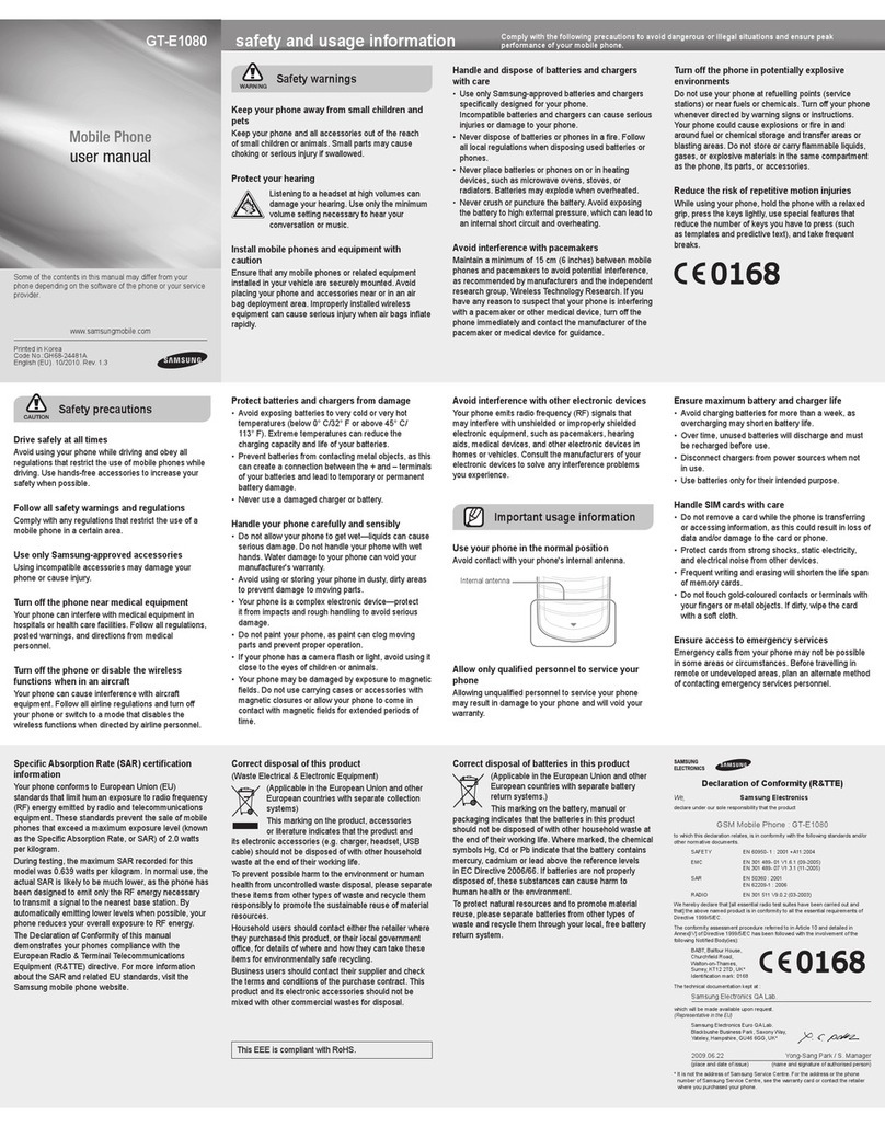 Samsung GT-E1080 User manual