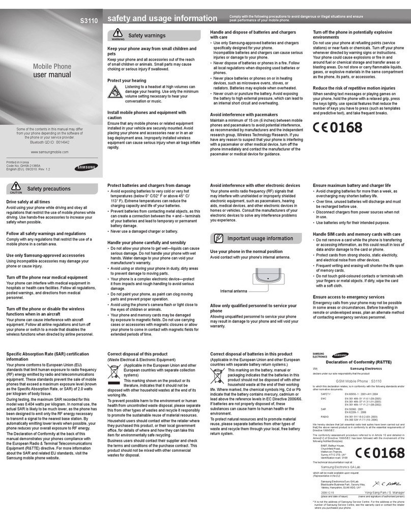 Samsung GT-S3110 User manual Samsung GT-S3110 User manual