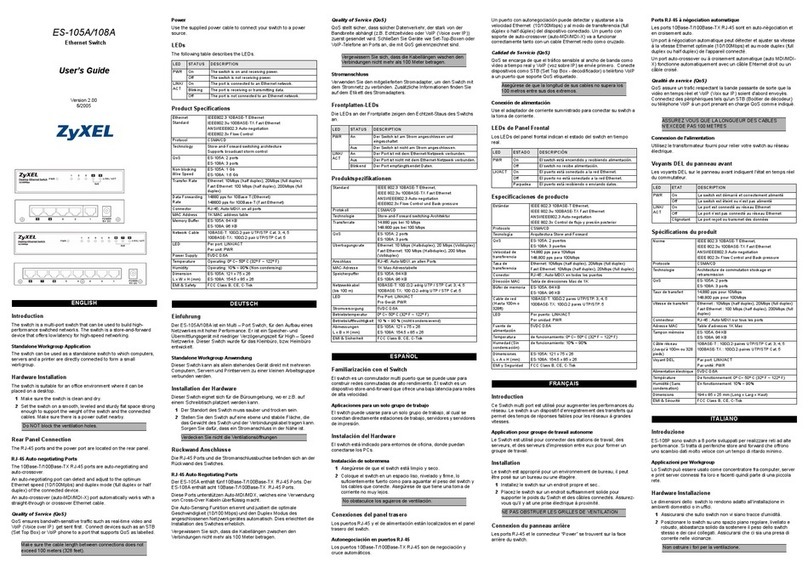 ZyXEL Communications ES-105A/108A user guide ZyXEL Communications ES-105A/108A user guide