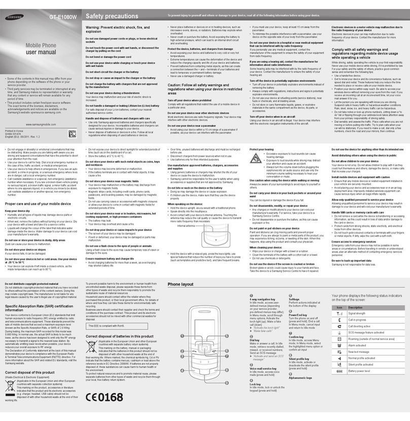 Samsung GT-E1080W User manual