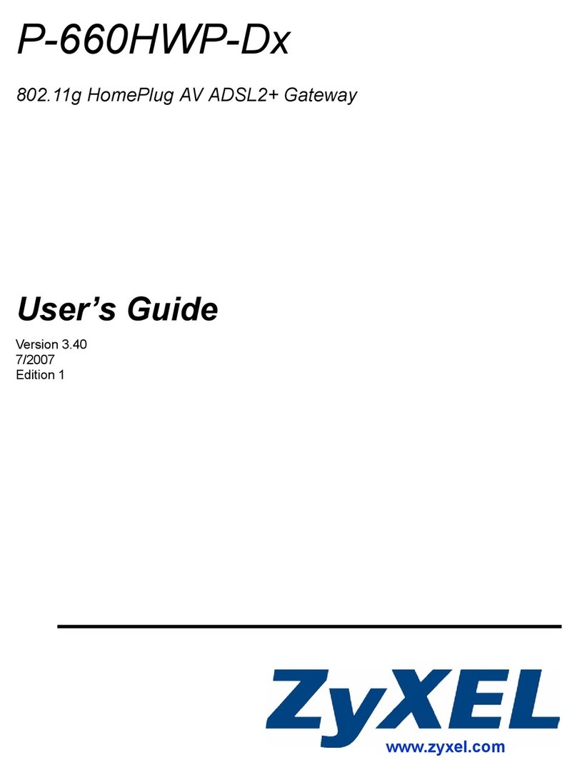 ZyXEL Communications 802.11g HomePlug AV ADSL2+ Gateway... User manual