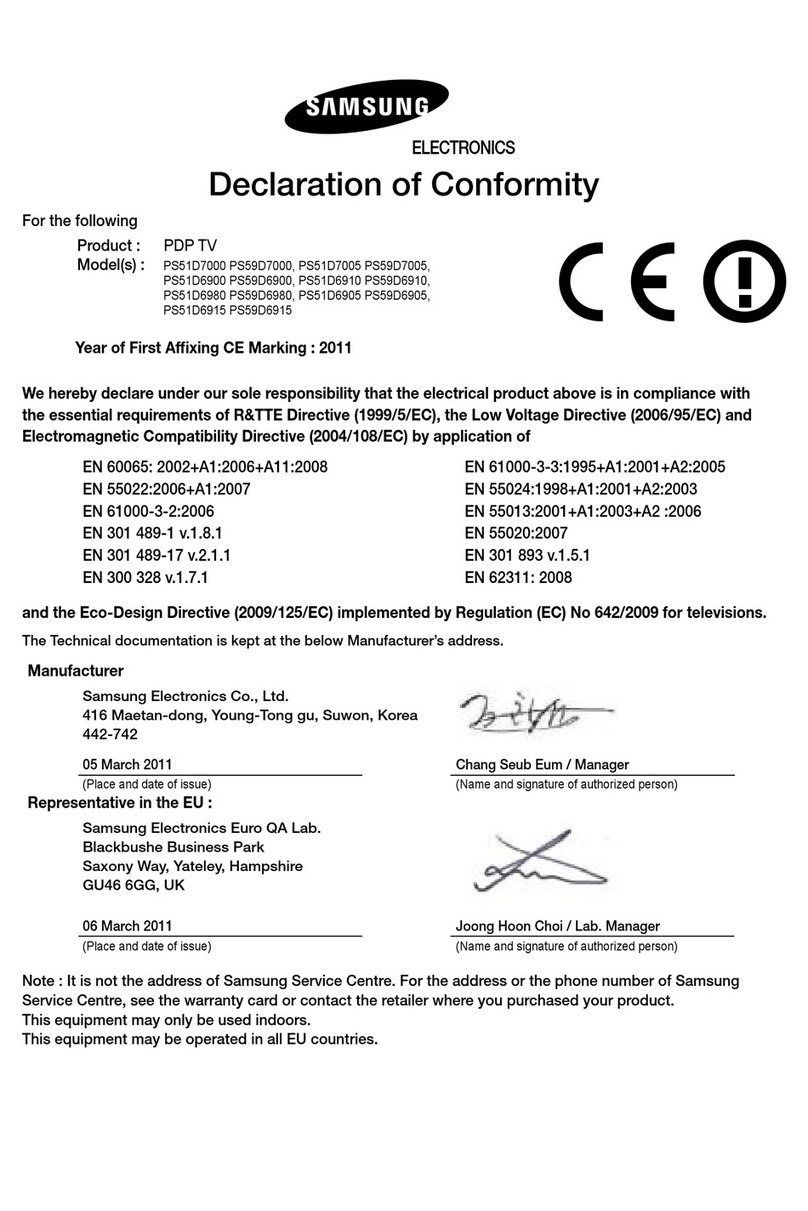 Samsung PS51D6900 Reference guide Samsung PS51D6900 Reference guide