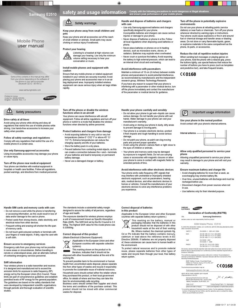 Samsung SGH-E251 User manual