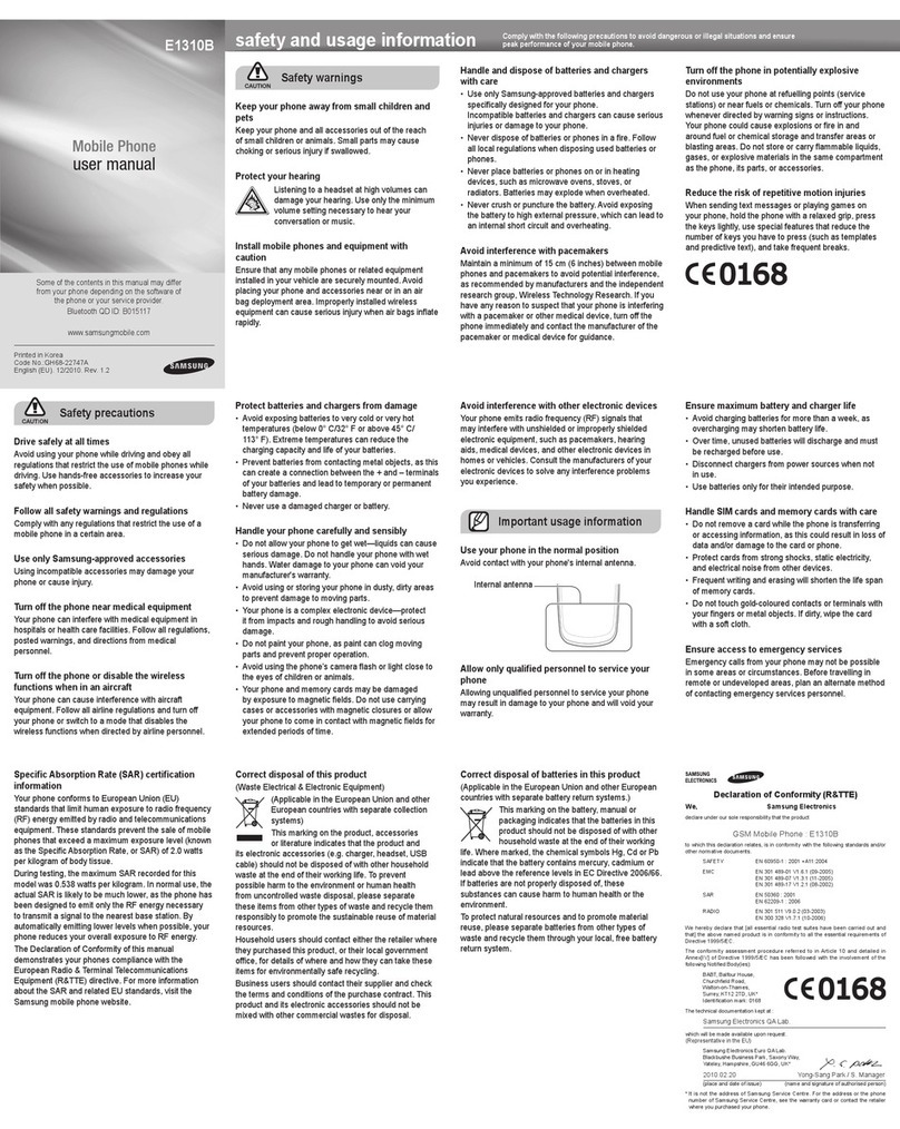Samsung GT-E1310B User manual