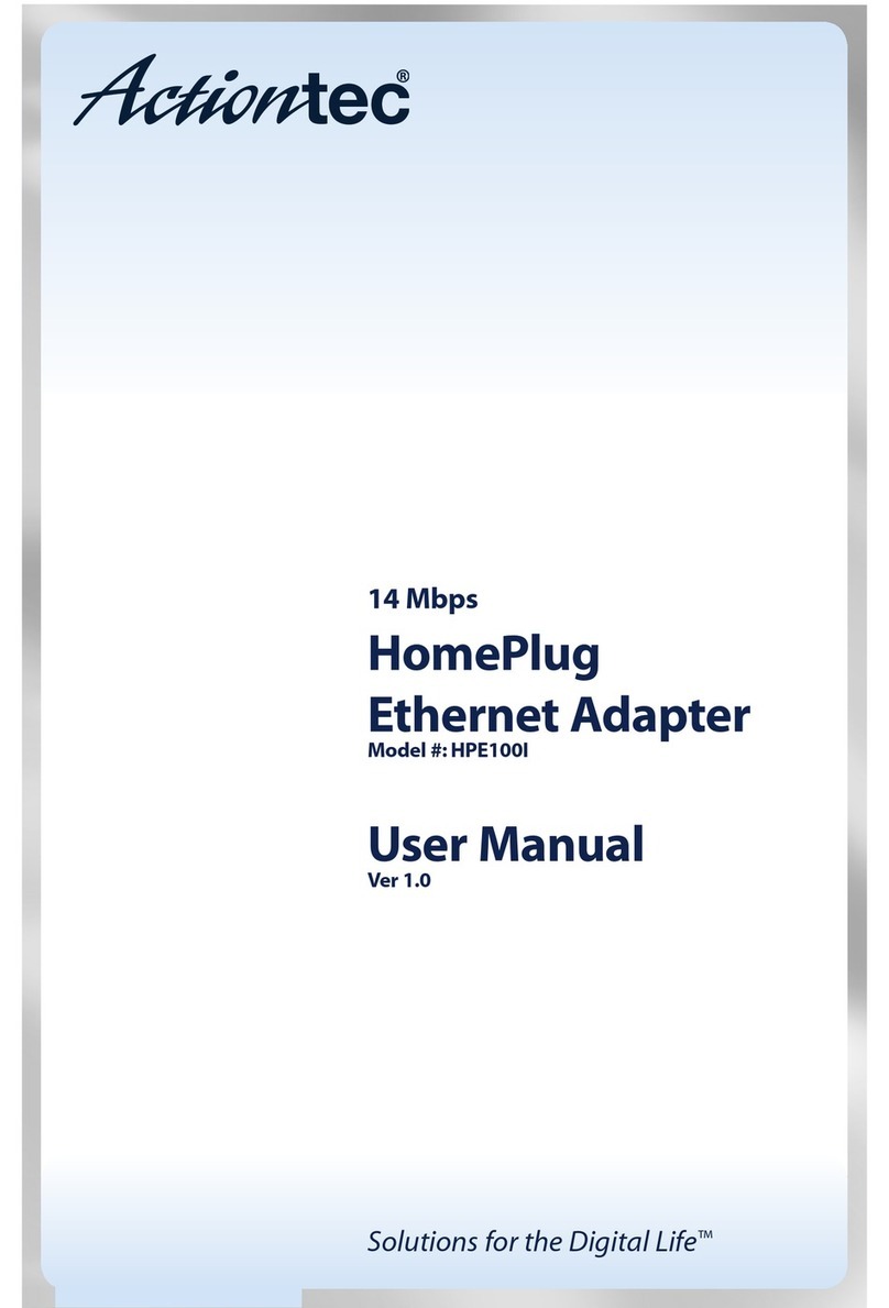 ActionTec 14 Mbps HomePlug Ethernet Adapter User manual ActionTec 14 Mbps HomePlug Ethernet Adapter User manual