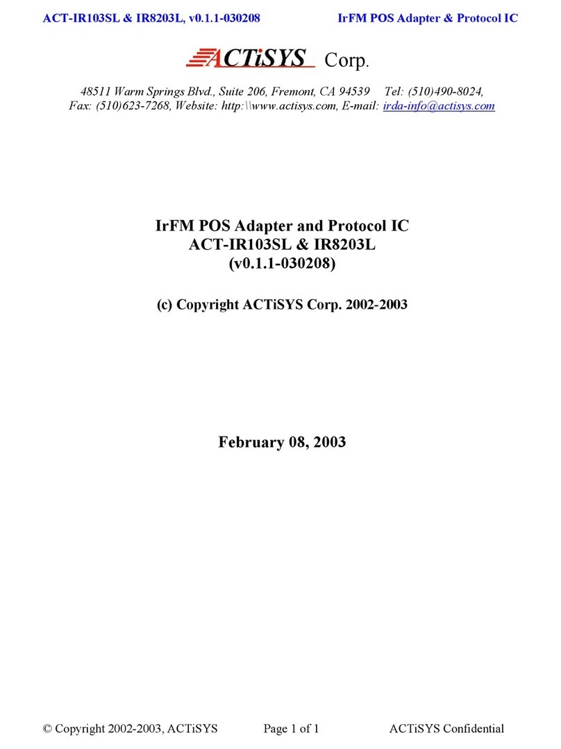 ACTiSYS IR103SL supplementary guide
