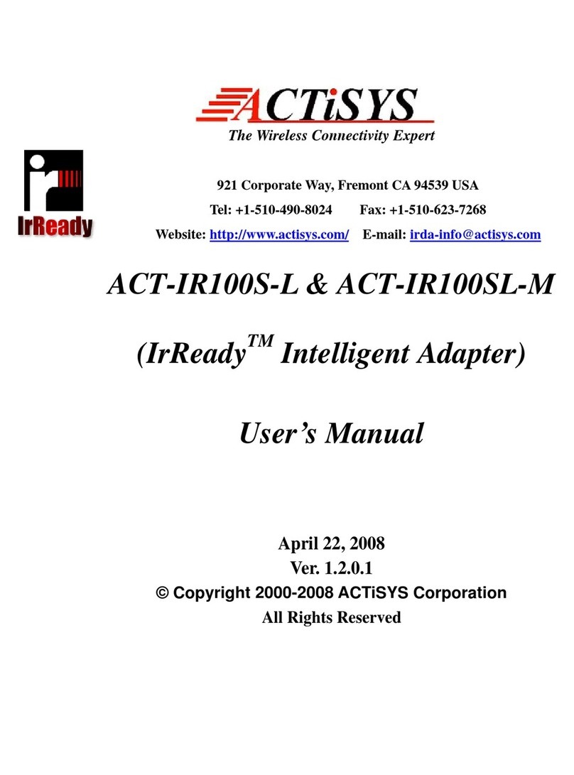 ACTiSYS IR100SL User manual ACTiSYS IR100SL User manual