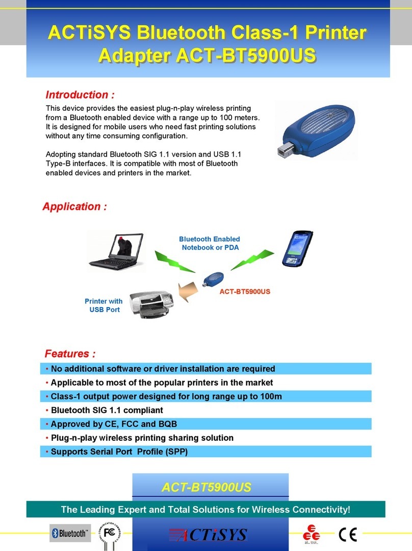 ACTiSYS BT5900US Specifications