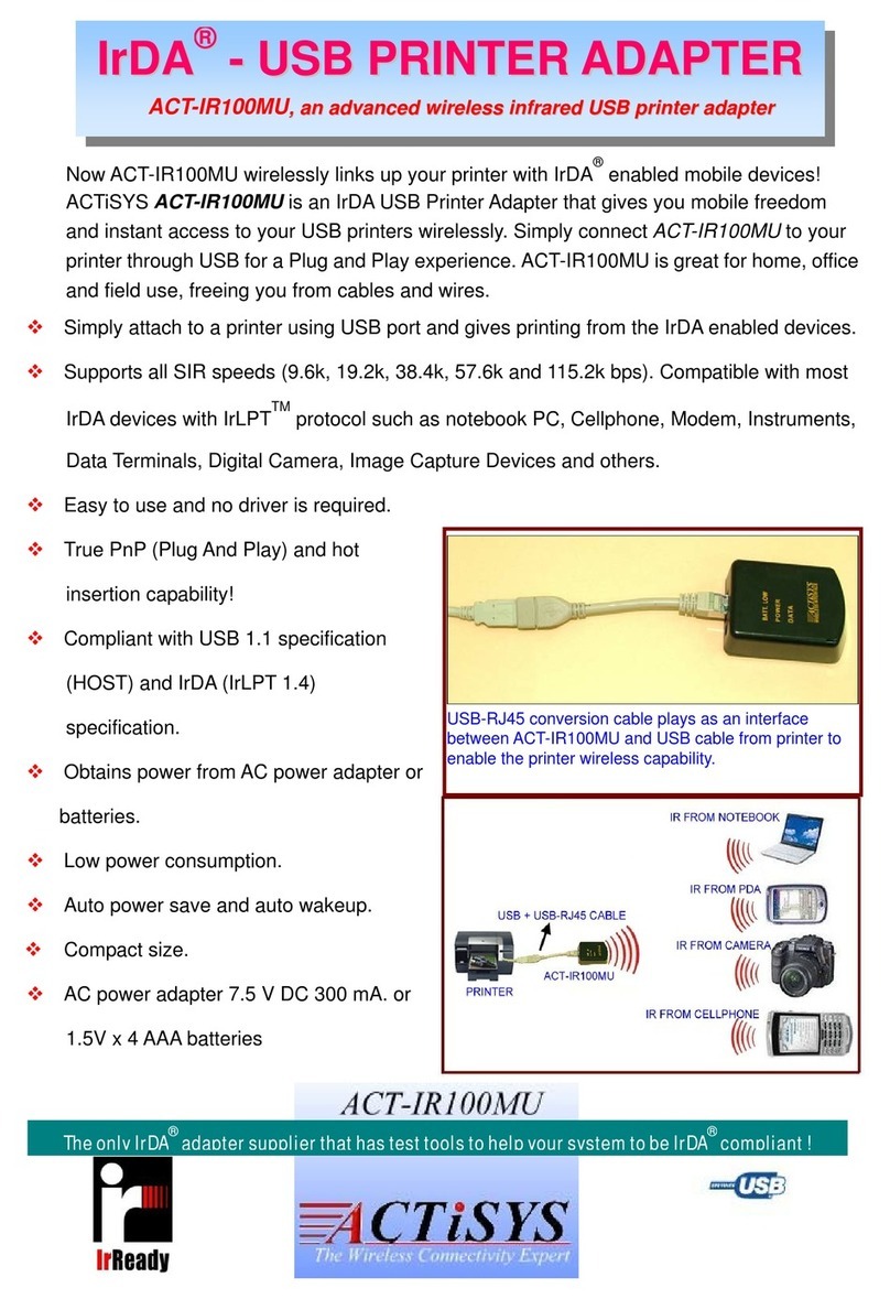 ACTiSYS ACT-IR100MU Specifications